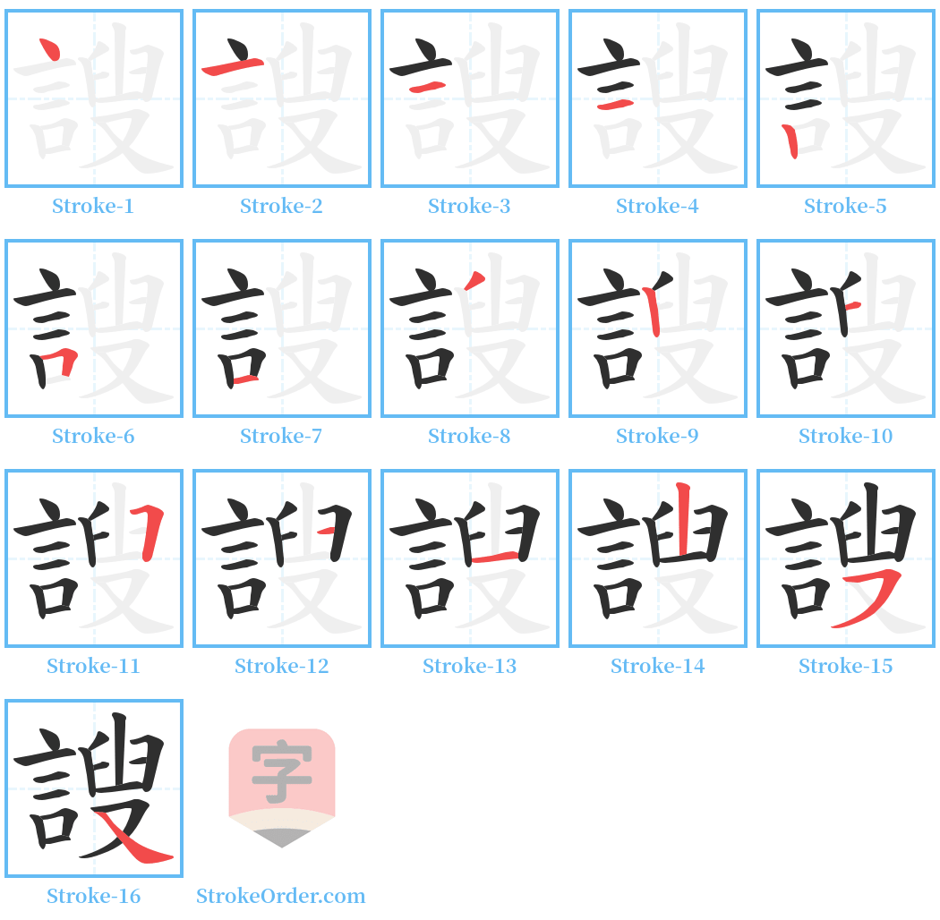 謏 Stroke Order Diagrams