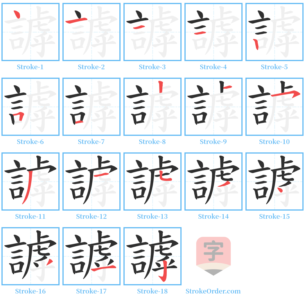 謼 Stroke Order Diagrams