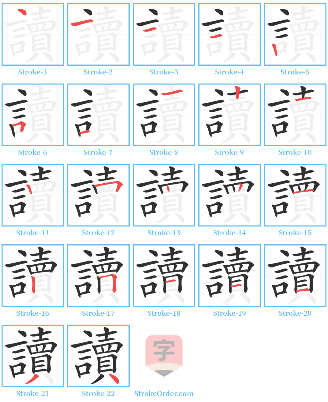 讀 Stroke Order Diagrams