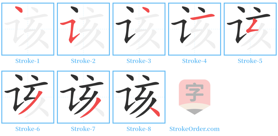 该 Stroke Order Diagrams