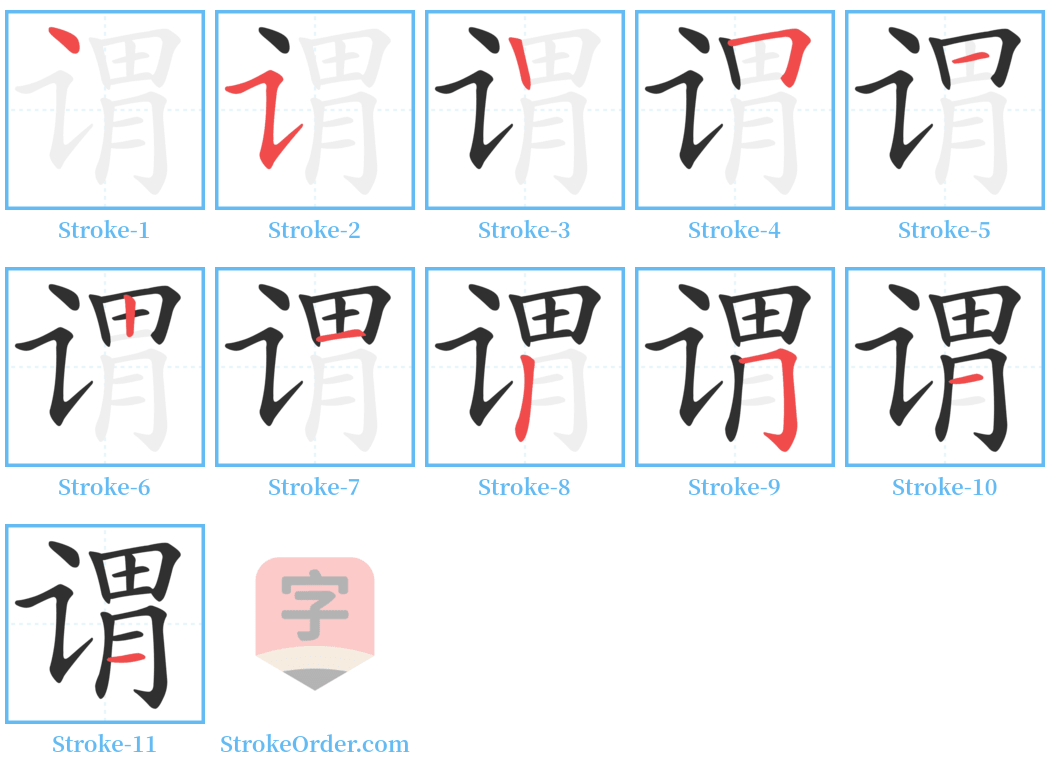 谓 Stroke Order Diagrams