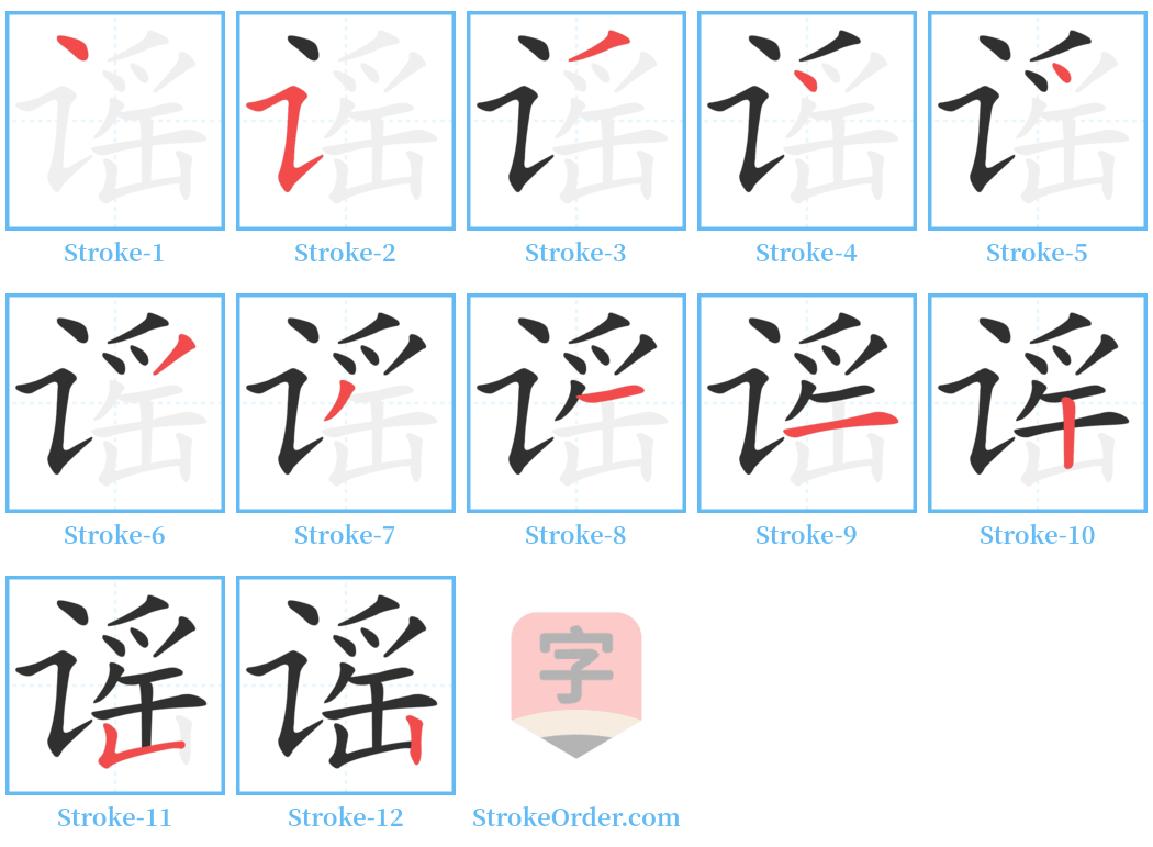 谣 Stroke Order Diagrams