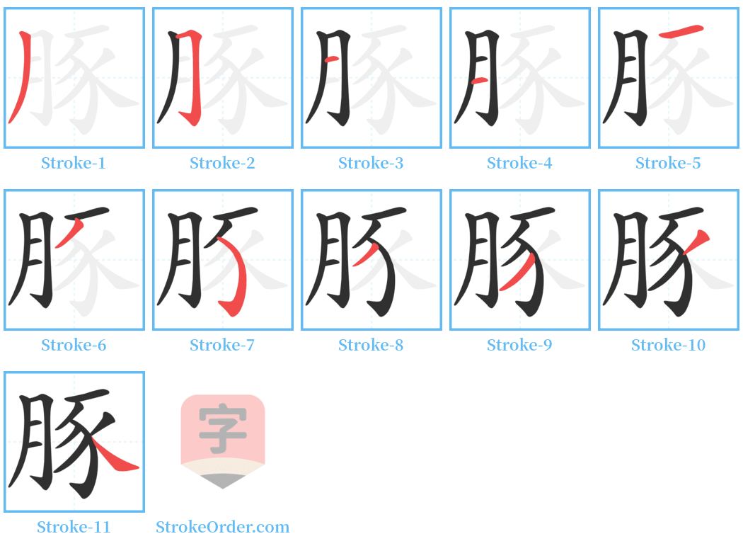 豚 Stroke Order Diagrams