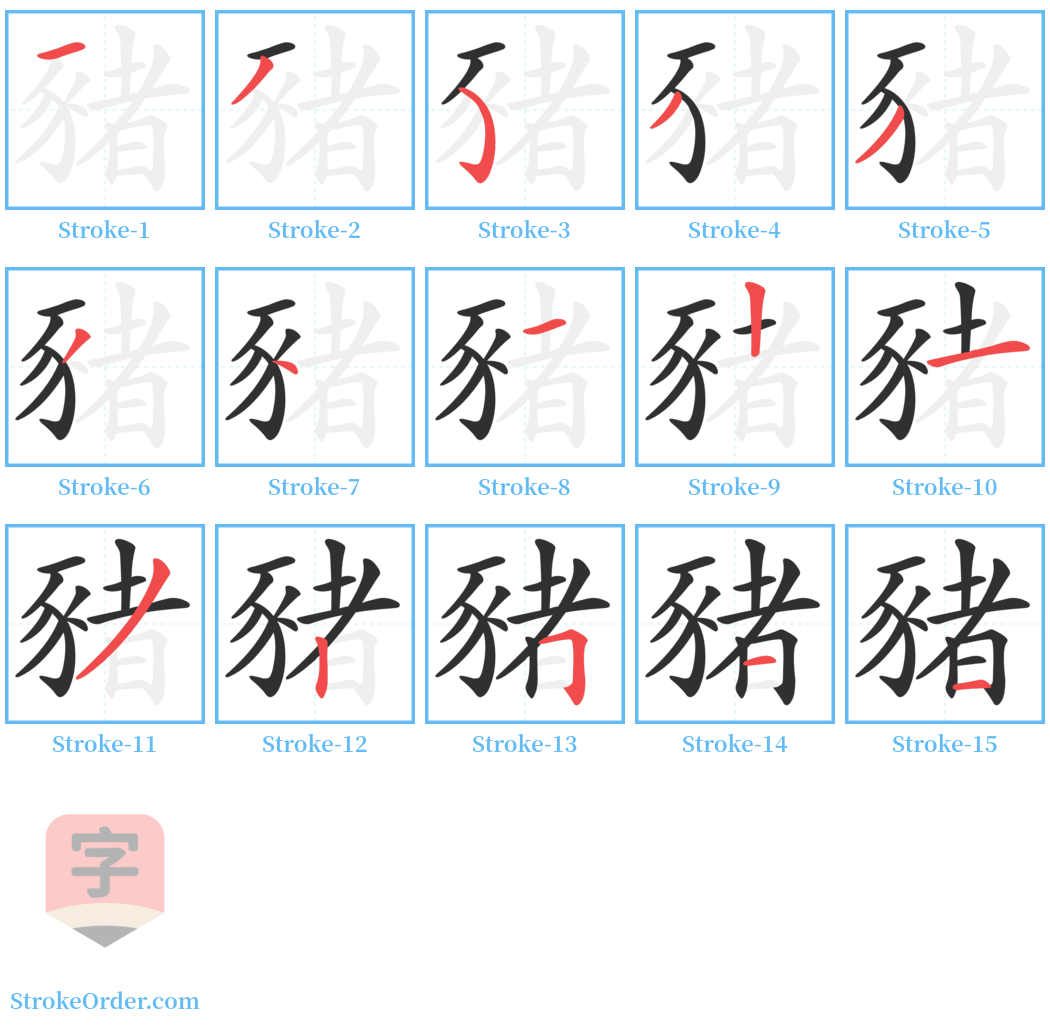 豬 Stroke Order Diagrams