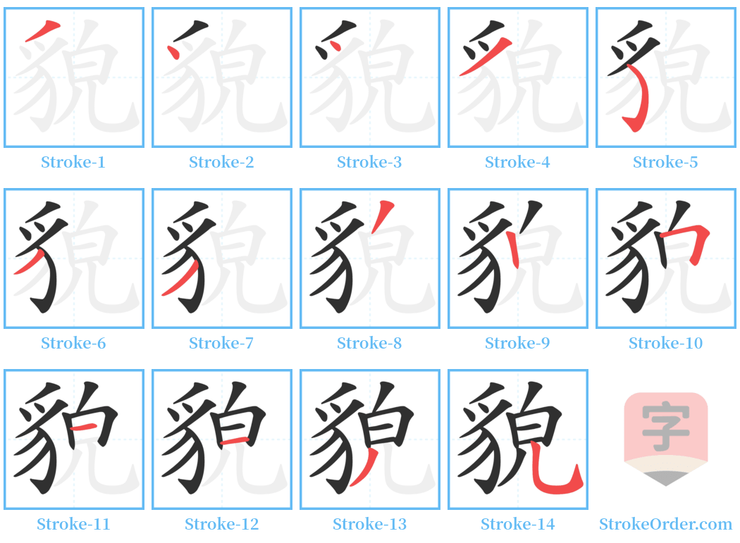 貌 Stroke Order Diagrams