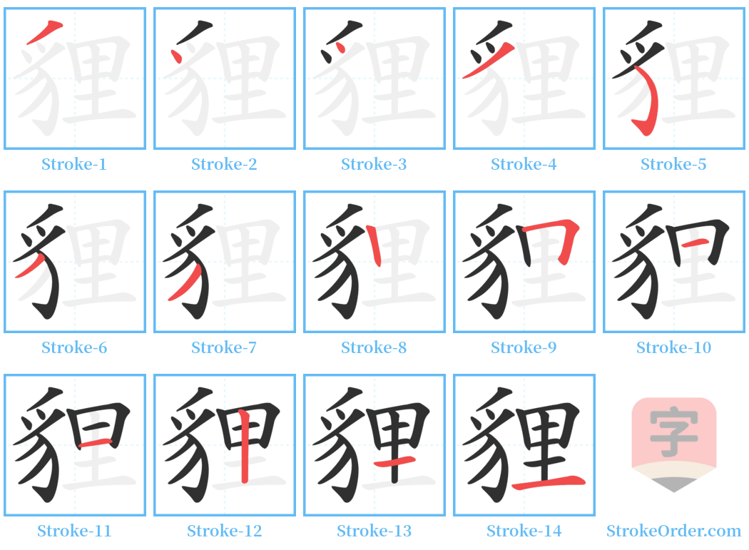 貍 Stroke Order Diagrams