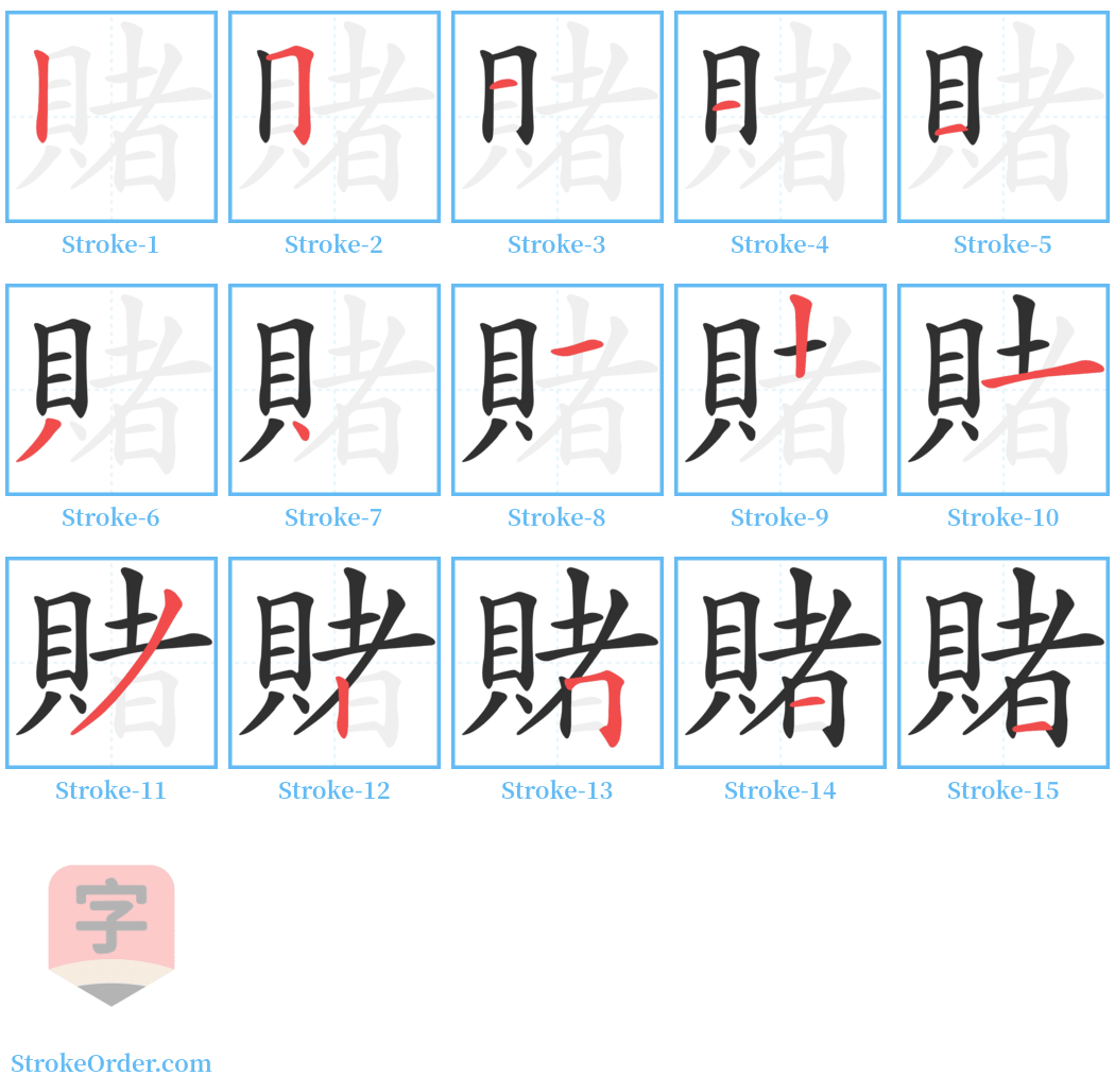 賭 Stroke Order Diagrams