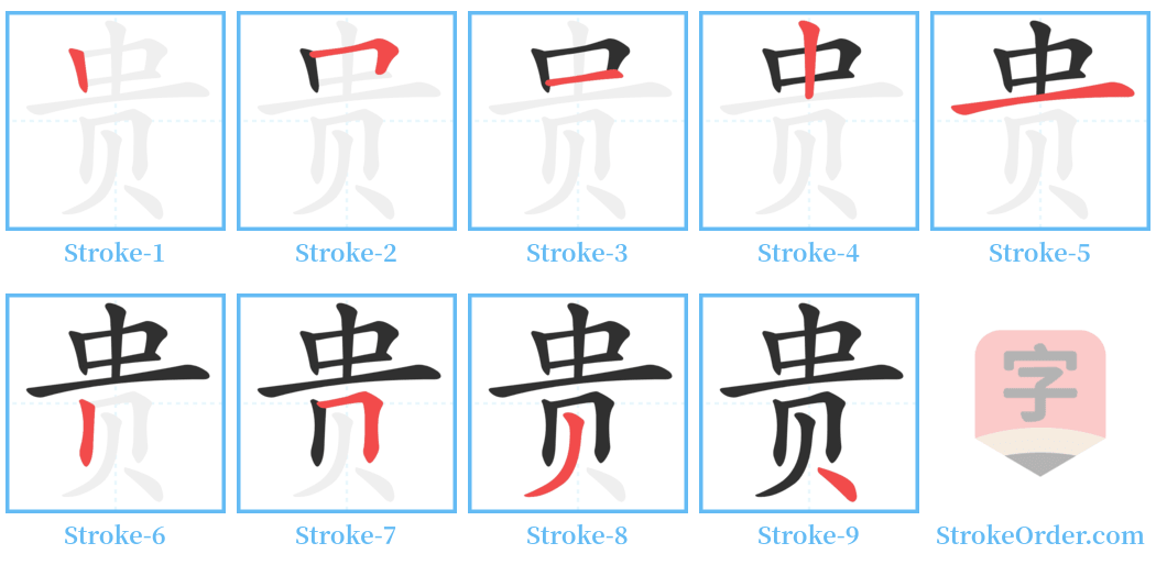 贵 Stroke Order Diagrams