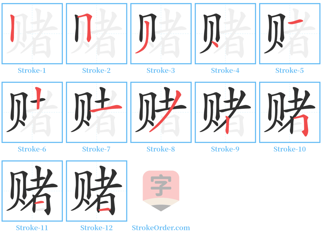 赌 Stroke Order Diagrams