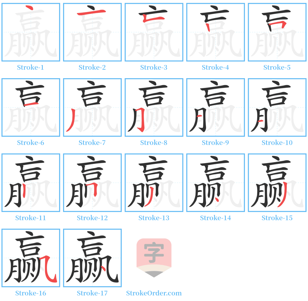 赢 Stroke Order Diagrams