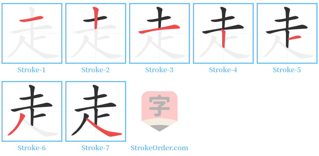 走 Stroke Order Diagrams