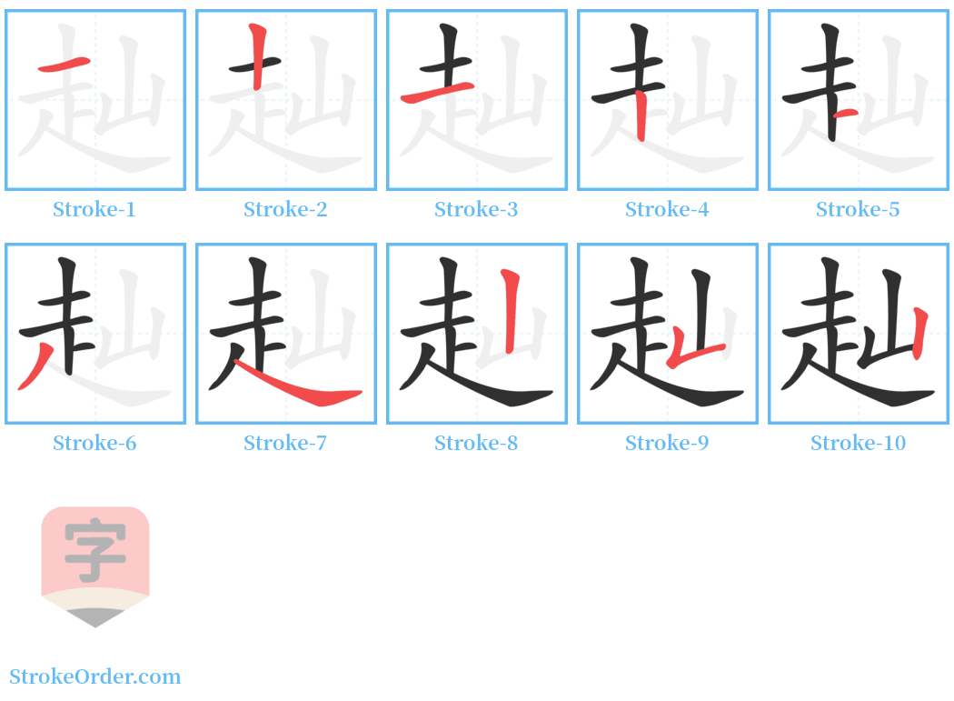 赸 Stroke Order Diagrams