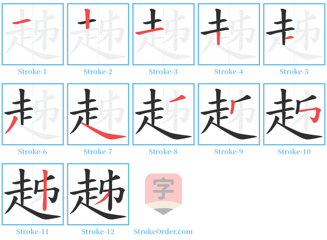 趀 Stroke Order Diagrams