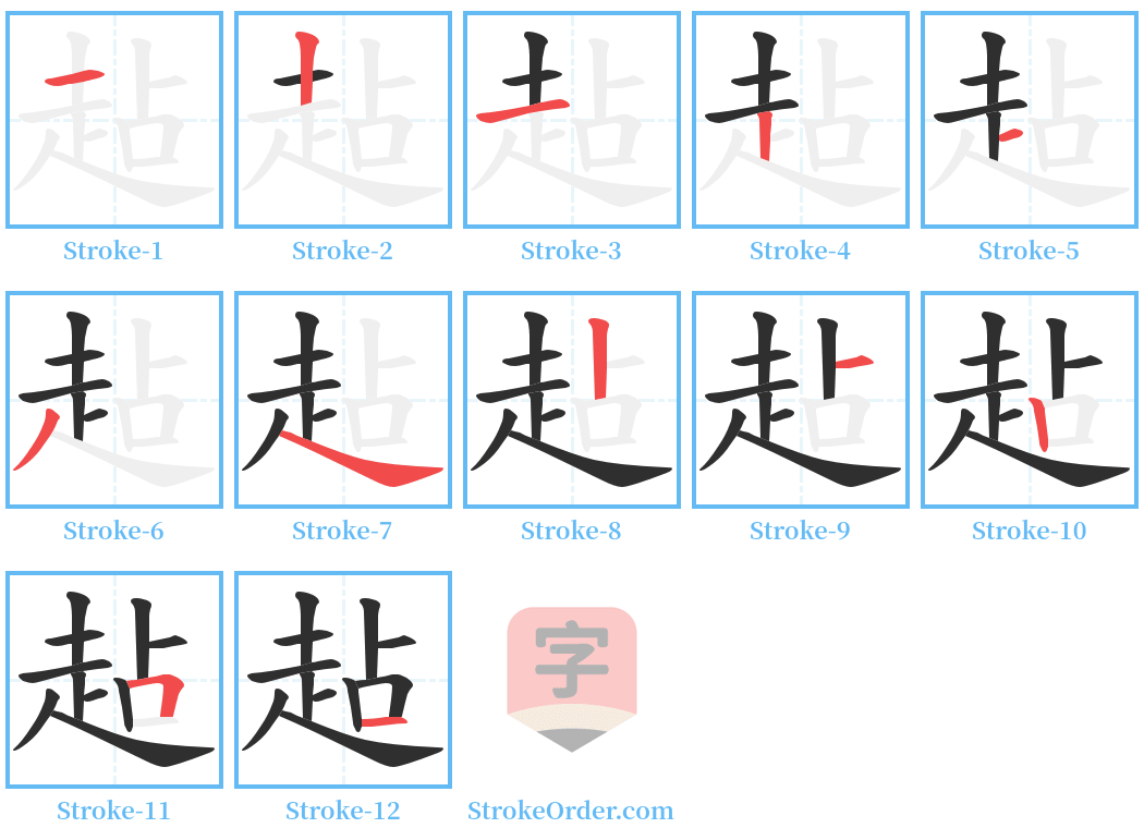 趈 Stroke Order Diagrams