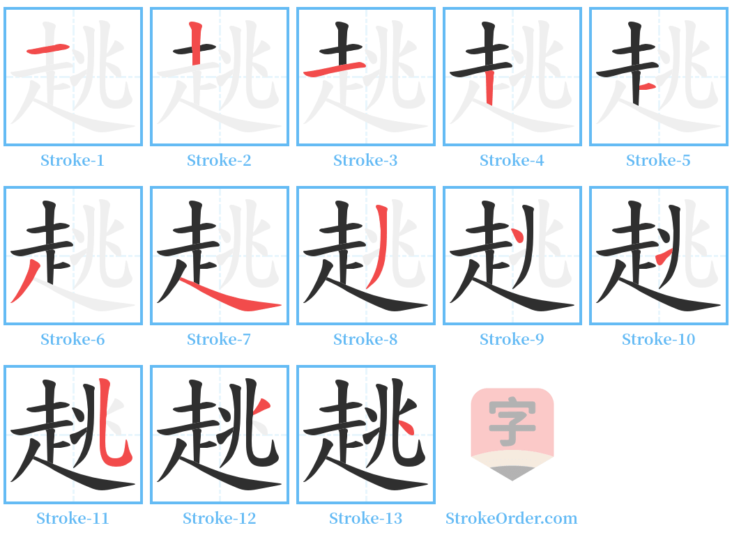 趒 Stroke Order Diagrams