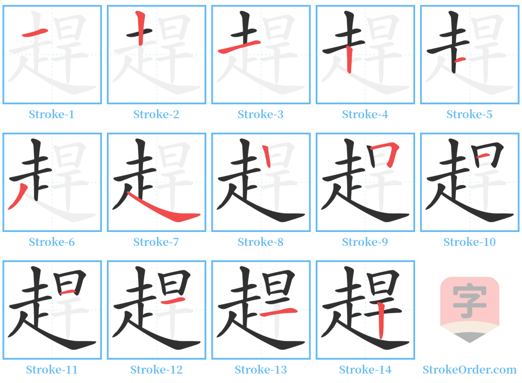 趕 Stroke Order Diagrams