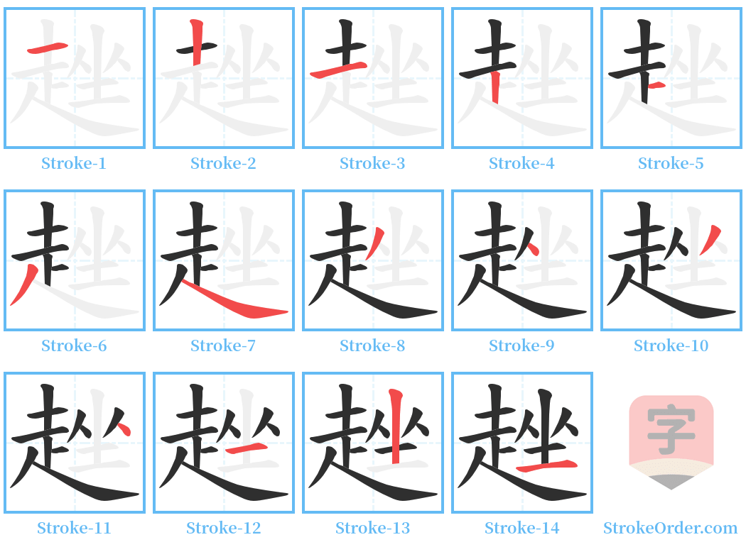 趖 Stroke Order Diagrams