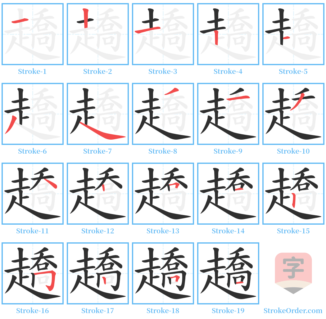 趫 Stroke Order Diagrams