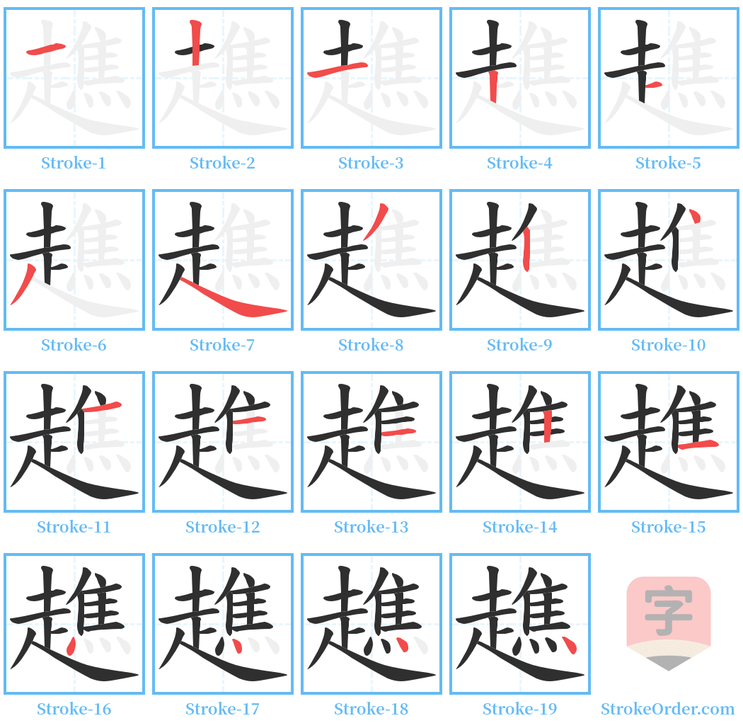 趭 Stroke Order Diagrams