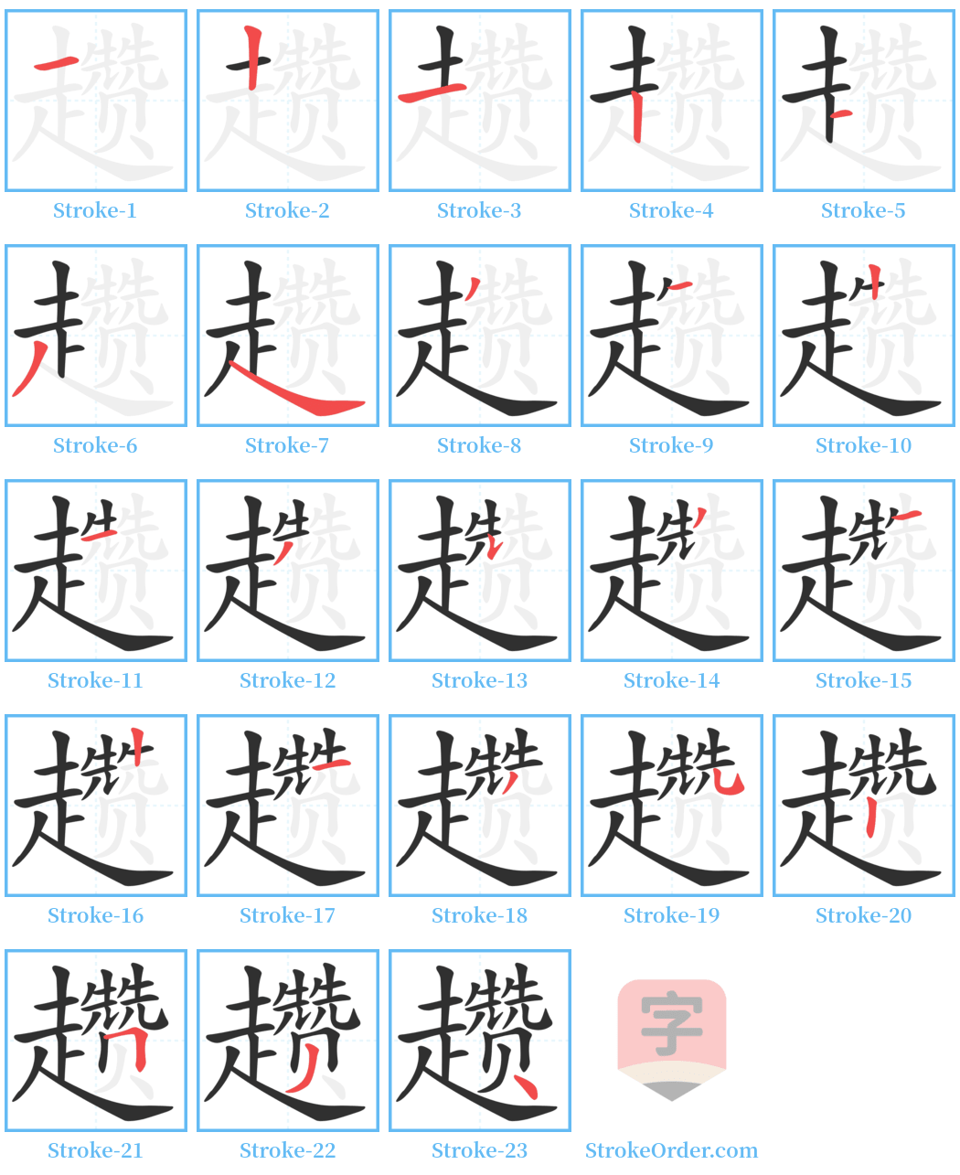 趱 Stroke Order Diagrams