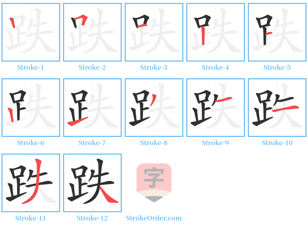 跌 Stroke Order Diagrams