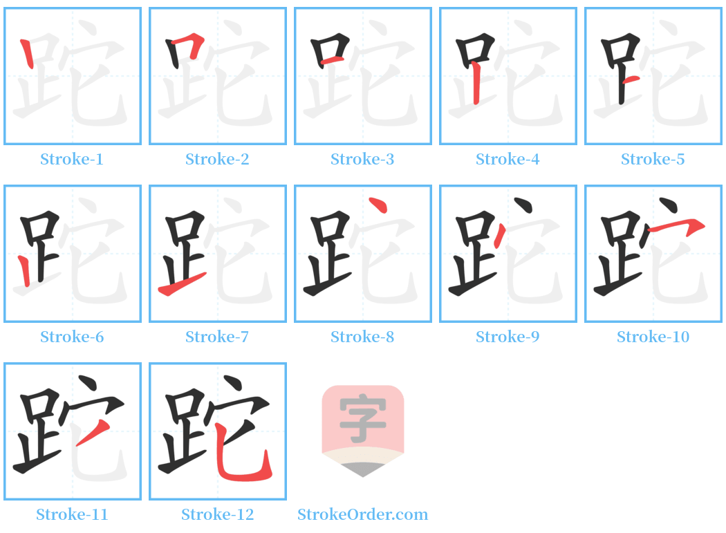 跎 Stroke Order Diagrams