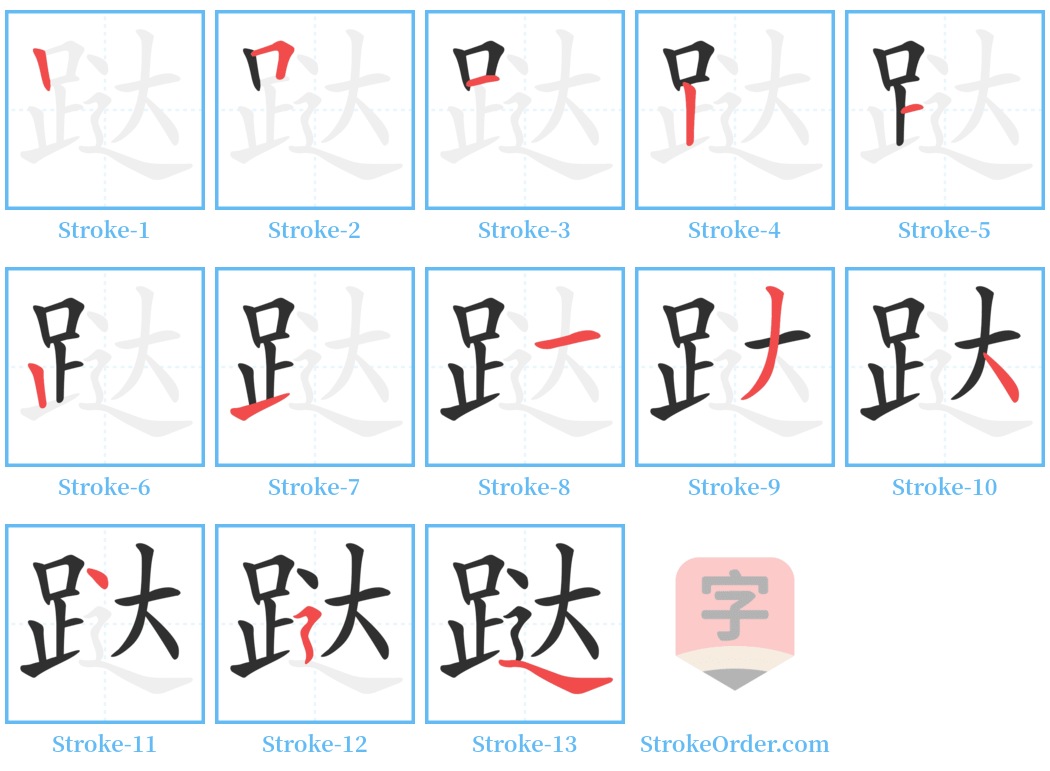 跶 Stroke Order Diagrams