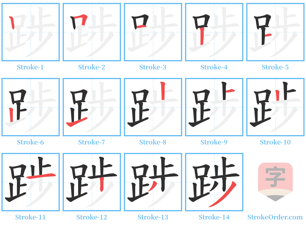 踄 Stroke Order Diagrams