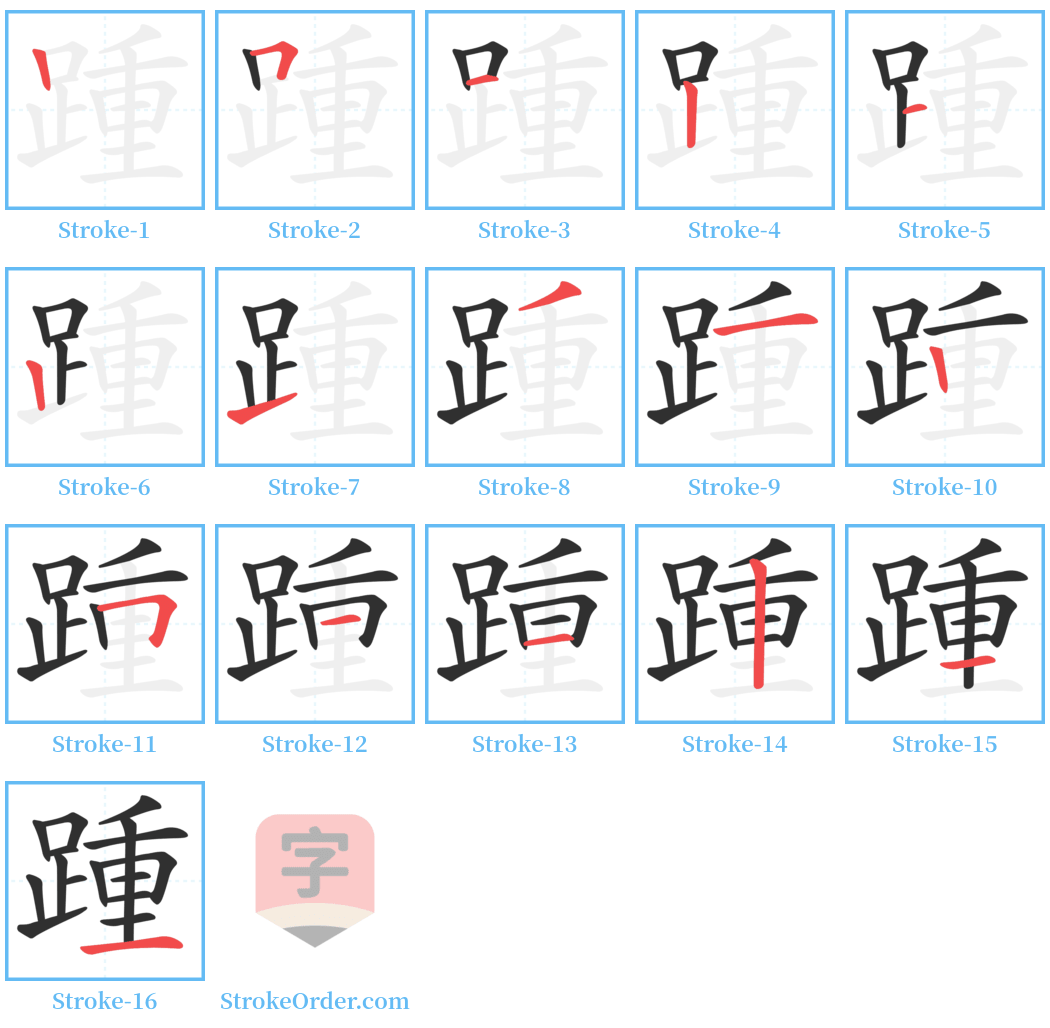 踵 Stroke Order Diagrams