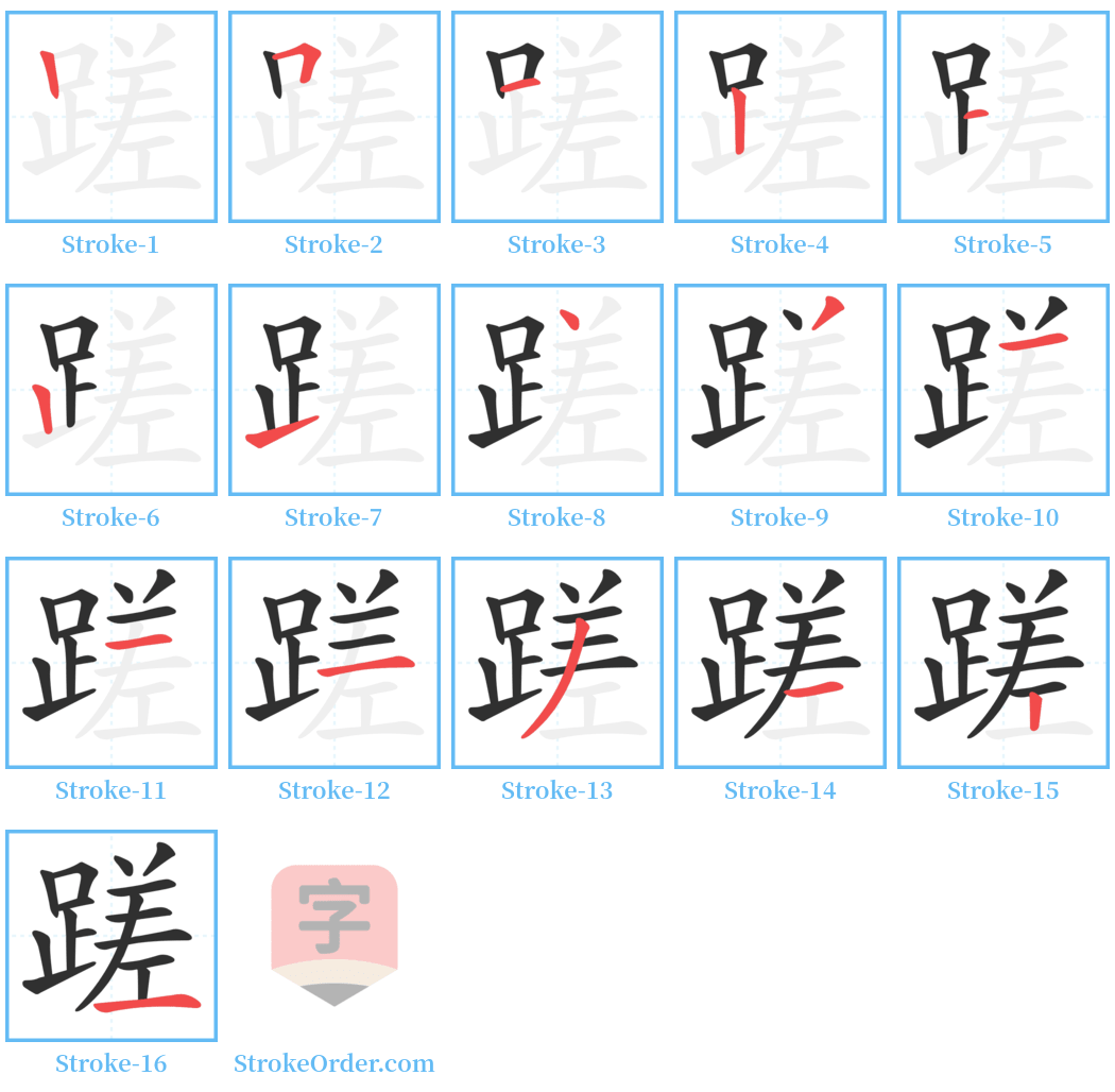 蹉 Stroke Order Diagrams