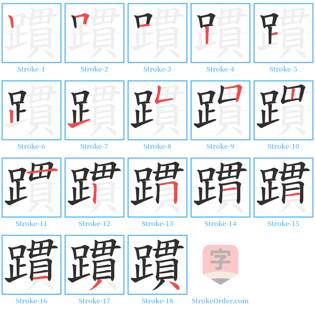 躀 Stroke Order Diagrams