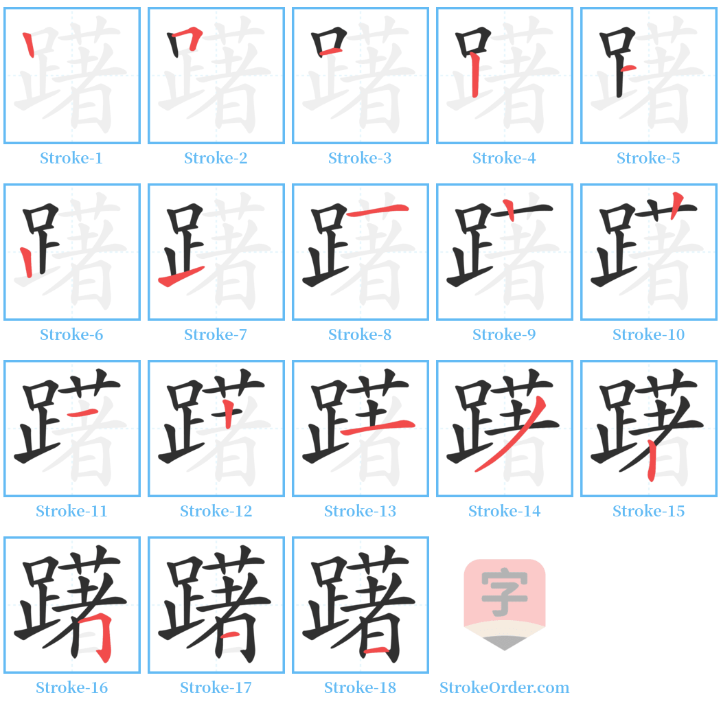 躇 Stroke Order Diagrams