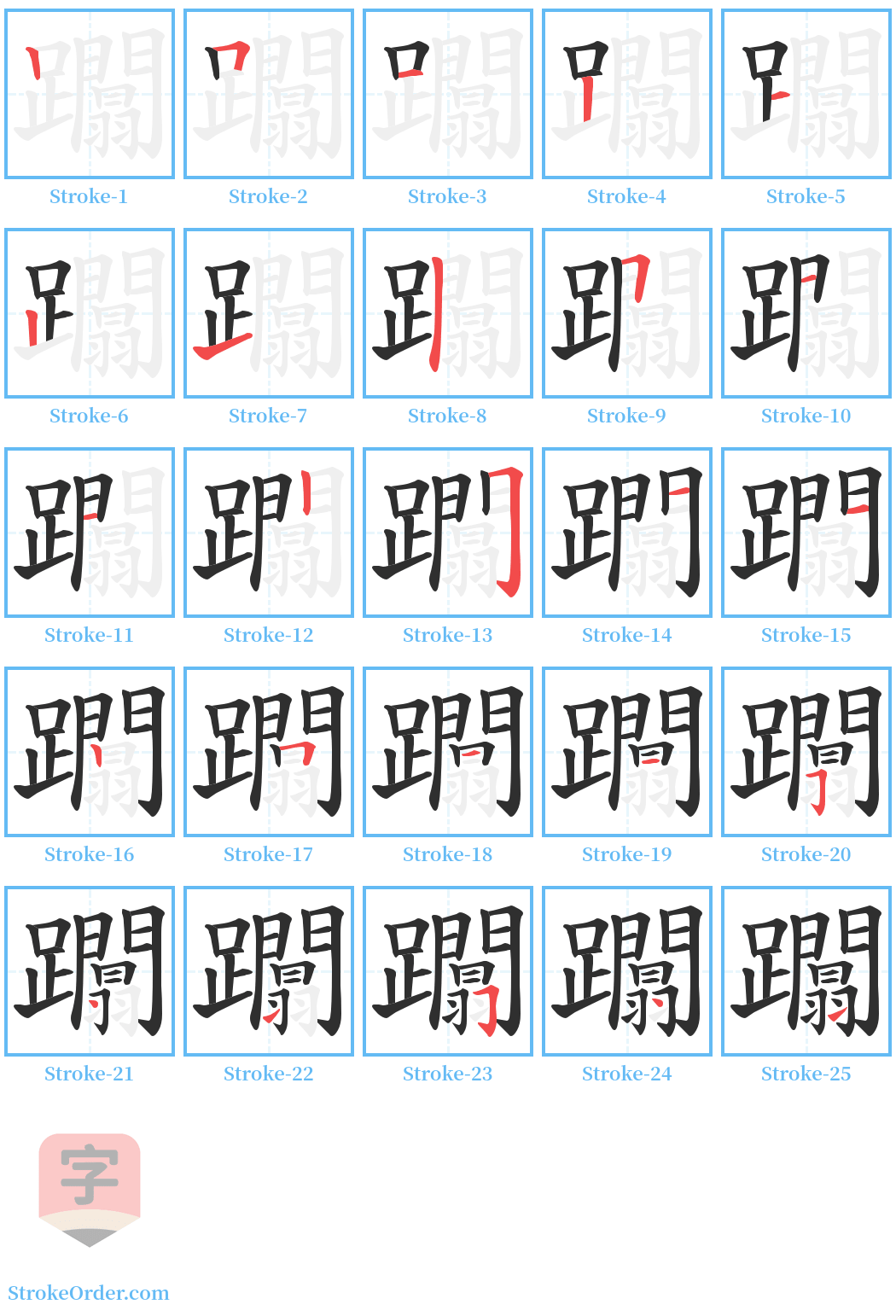 躢 Stroke Order Diagrams