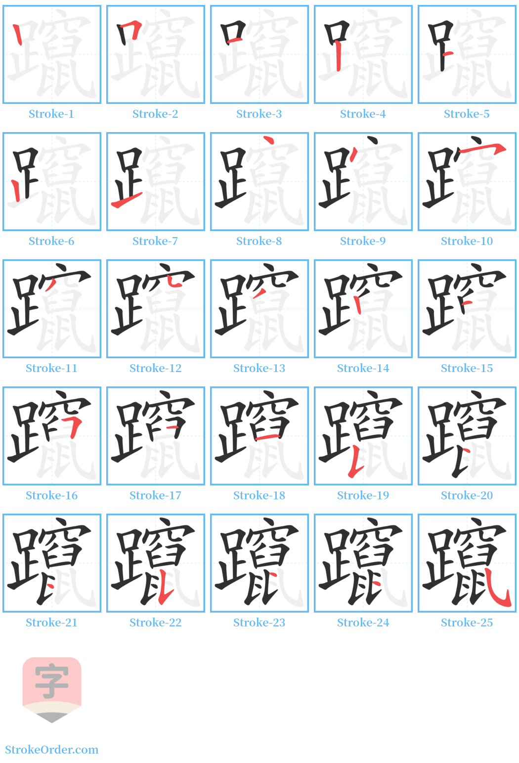 躥 Stroke Order Diagrams