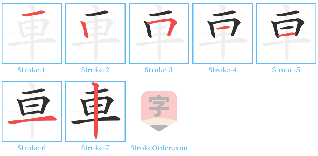 車 Stroke Order Diagrams