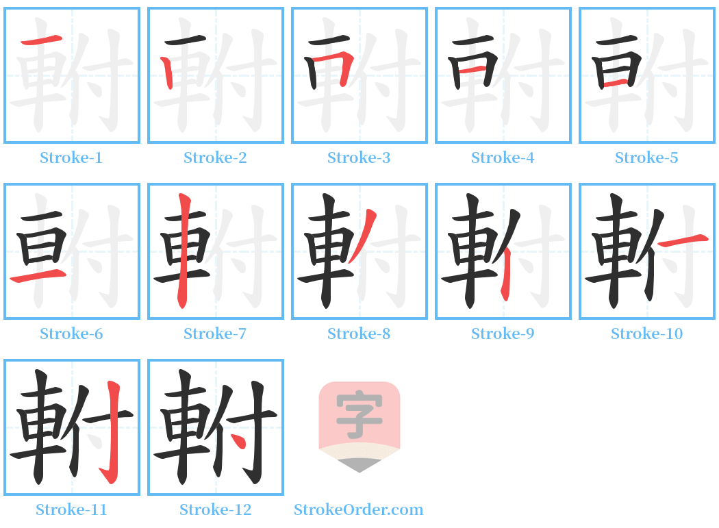 軵 Stroke Order Diagrams