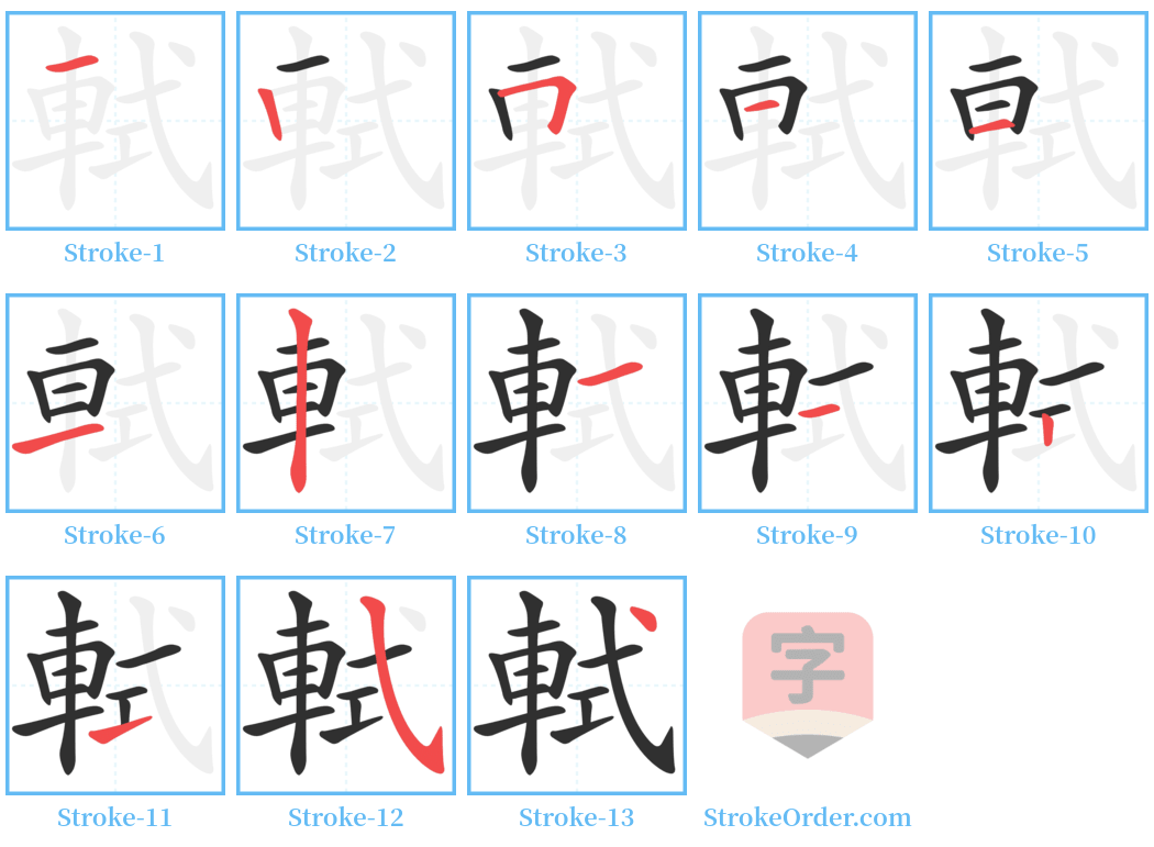 軾 Stroke Order Diagrams