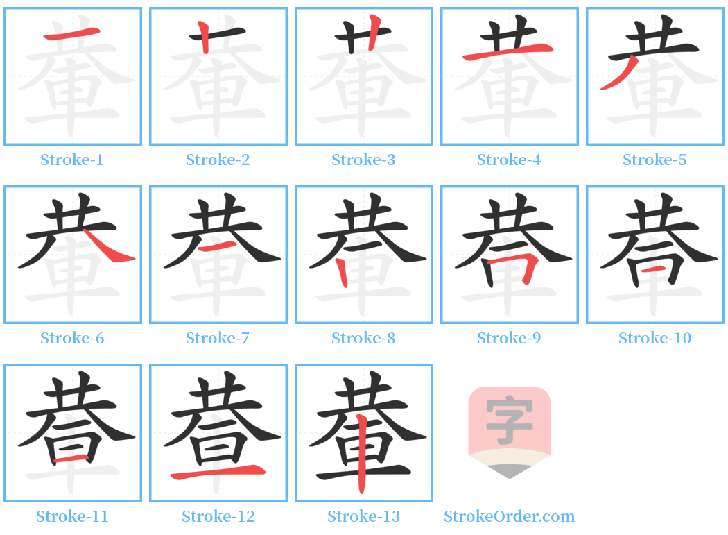 輂 Stroke Order Diagrams