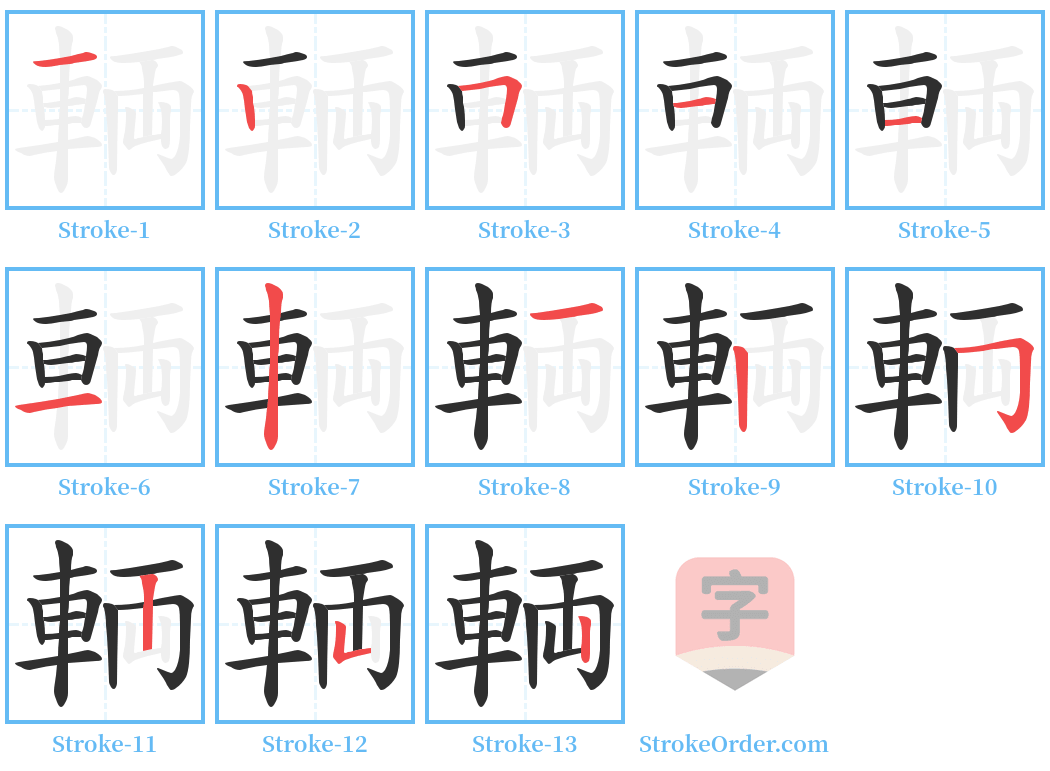 輌 Stroke Order Diagrams