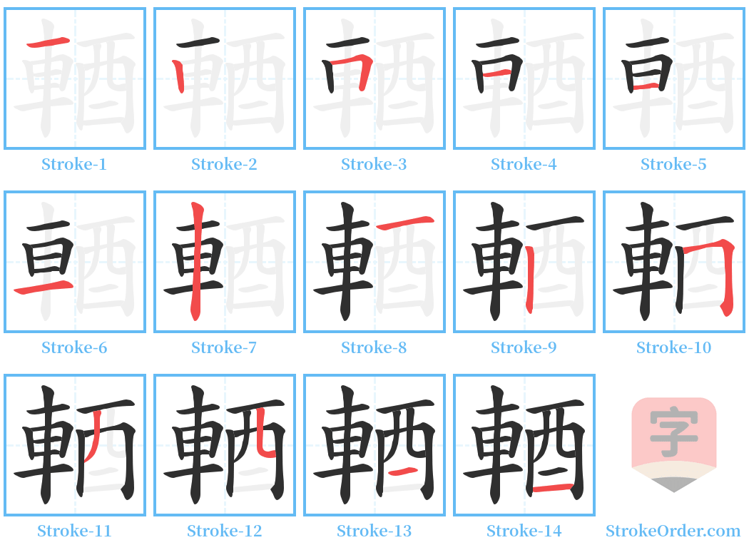 輏 Stroke Order Diagrams