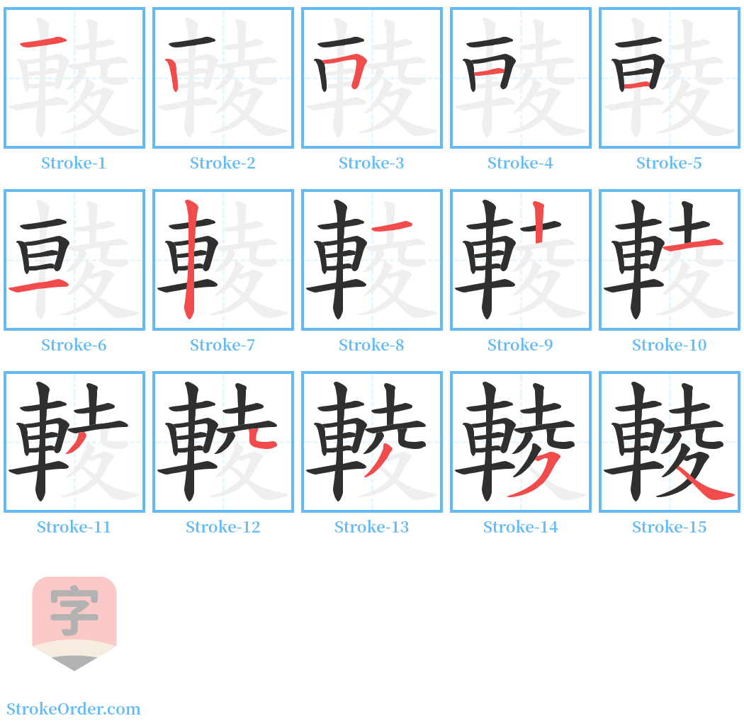 輘 Stroke Order Diagrams