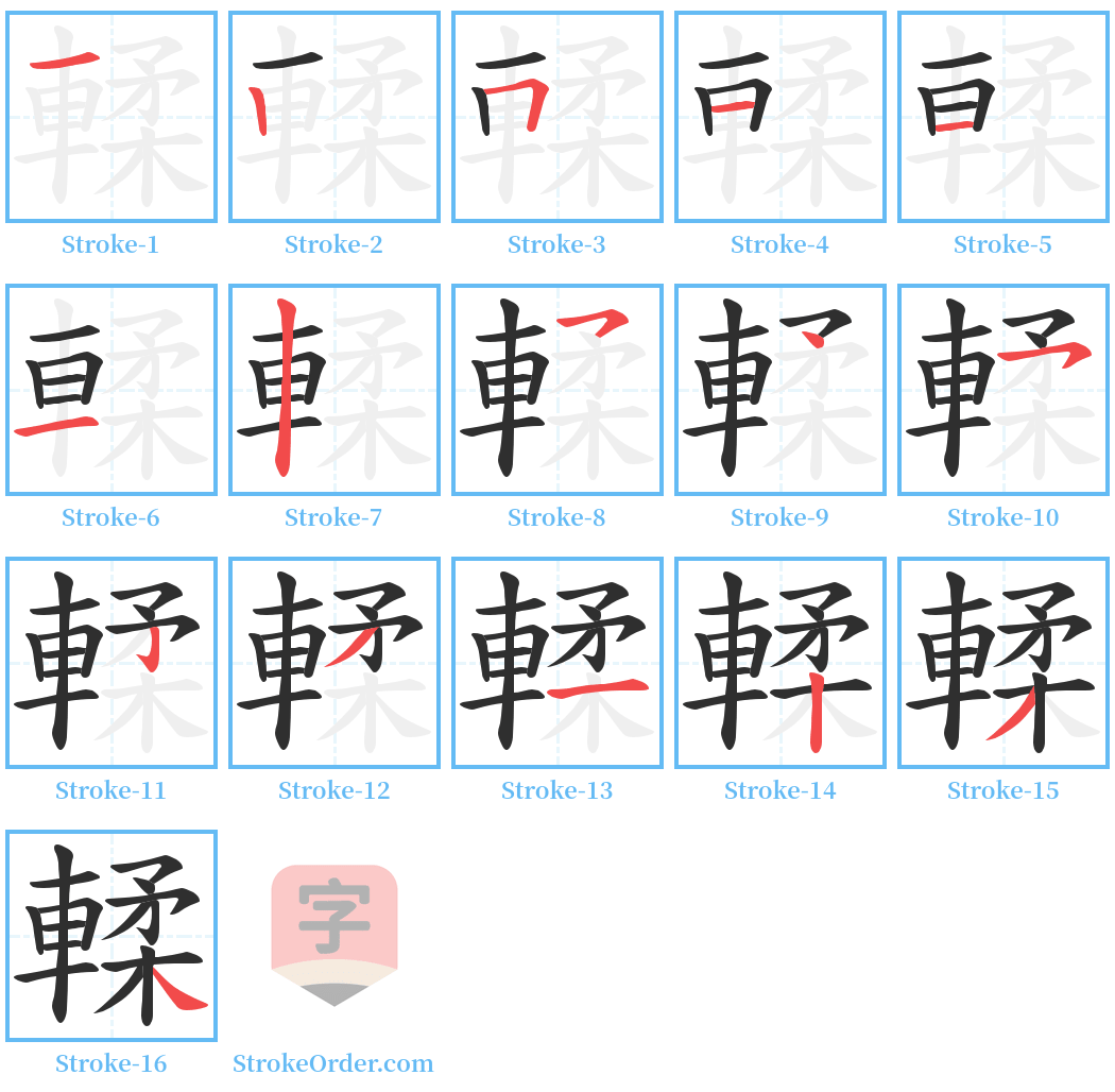 輮 Stroke Order Diagrams