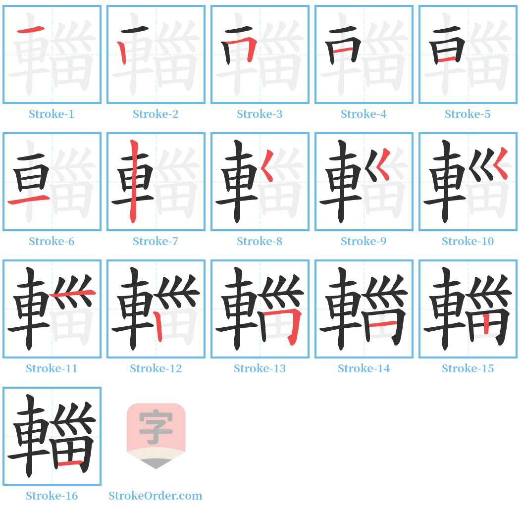 輺 Stroke Order Diagrams