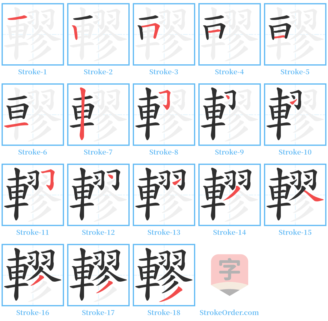 轇 Stroke Order Diagrams