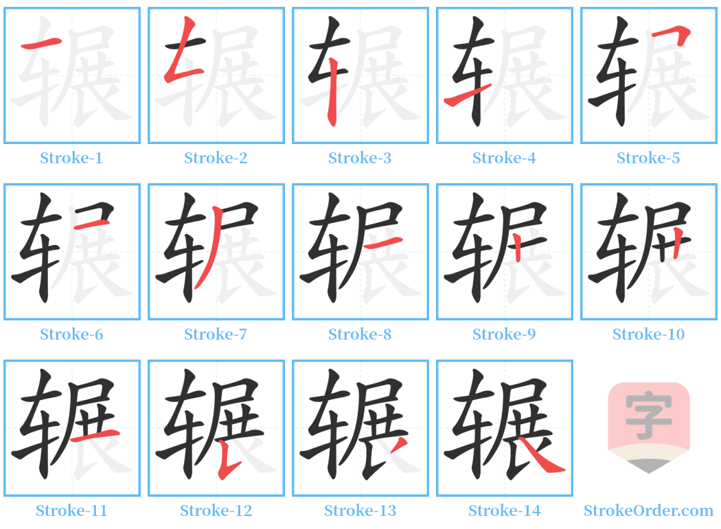 辗 Stroke Order Diagrams