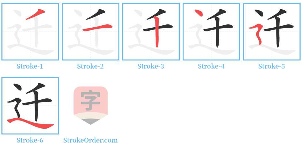 迁 Stroke Order Diagrams