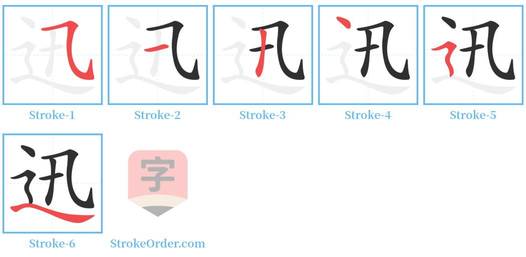 迅 Stroke Order Diagrams