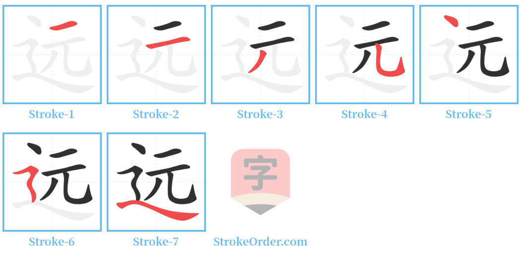 远 Stroke Order Diagrams