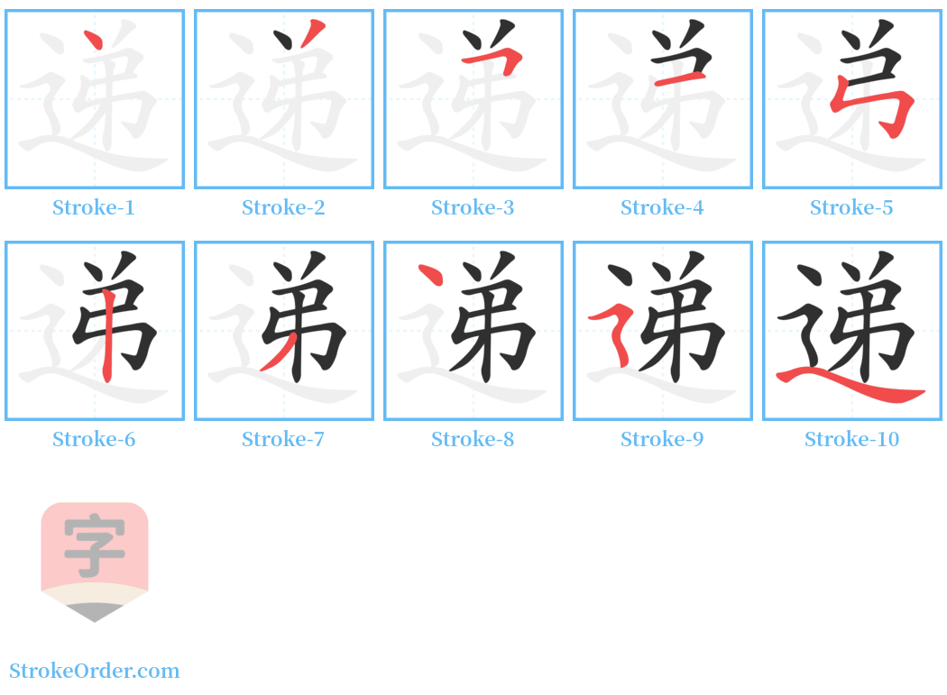 递 Stroke Order Diagrams