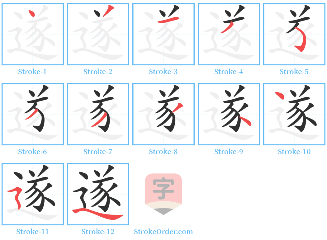 遂 Stroke Order Diagrams